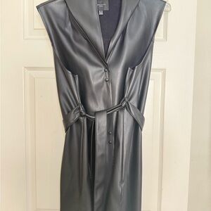 Black Faux Leather Sleeveless Vest
